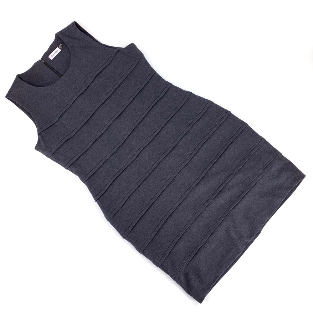 Calvin Klein Grey Jersey Tiered Sleeveless Dress, 14
